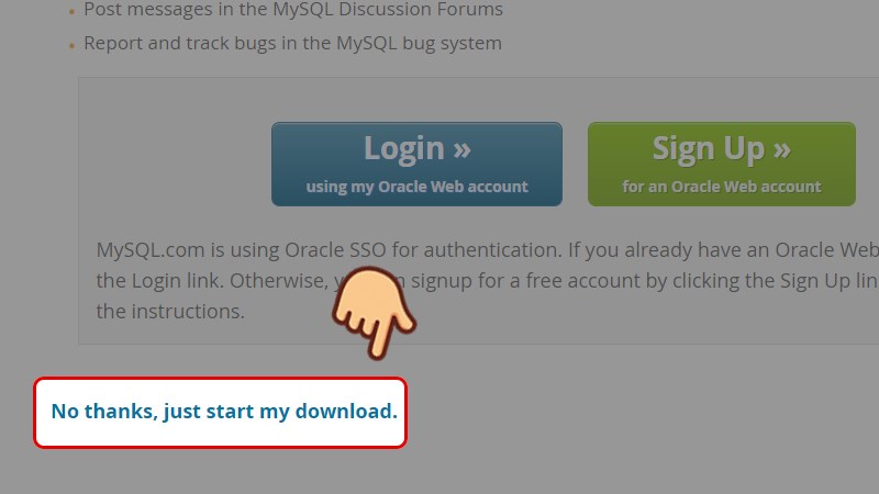 Tại trang tiếp theo, chọn No thanks, just start my download