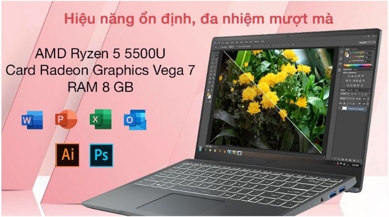 MSI Modern 14 B5M R5 ho&agrave;n th&agrave;nh tốt t&aacute;c vụ văn ph&ograve;ng v&agrave; thiết kế