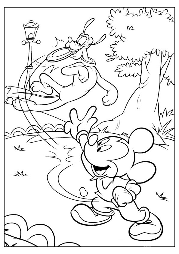 Tranh tô màu chuột Mickey và chó Pluto - 2