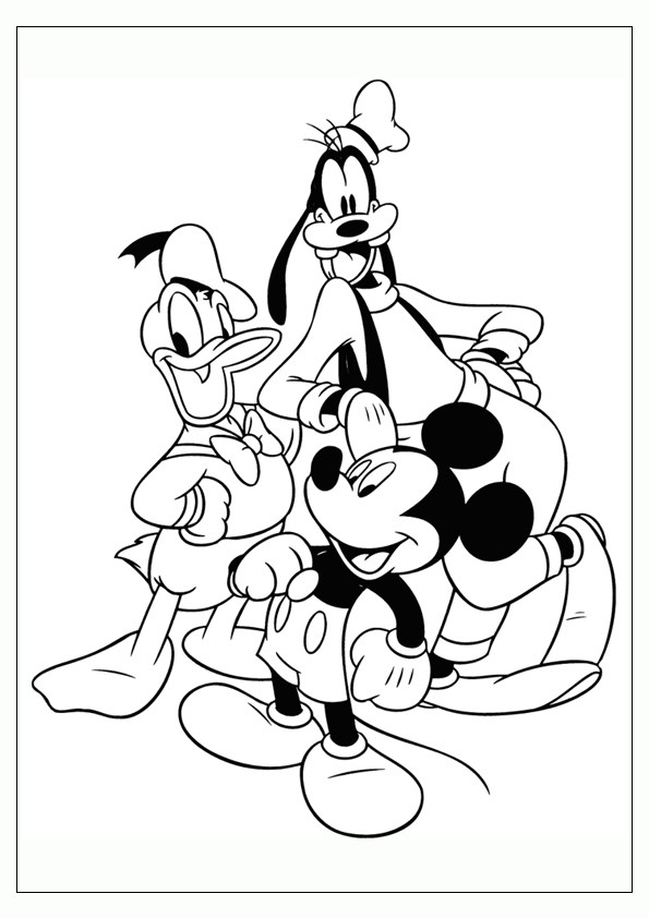 Tranh tô màu chuột Mickey và vịt Donald - 1