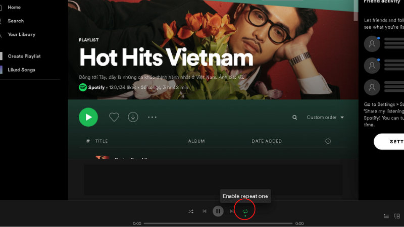 Nhớ chọn nút Repeat ở trên để stream