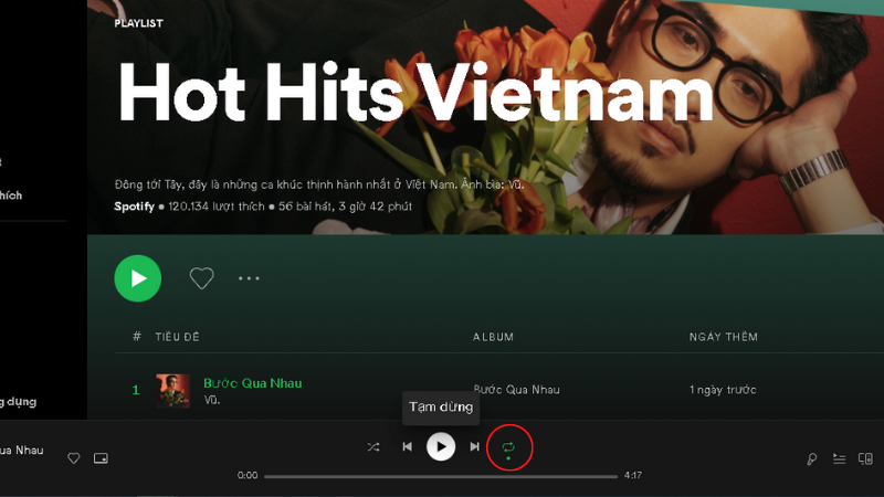 Chọn nút Repeat