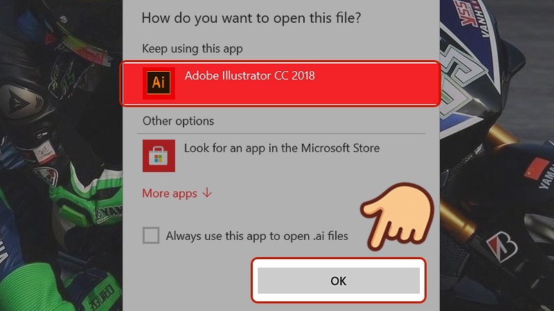 Chọn Open With… và chọn mở bằng Adobe Illustrator