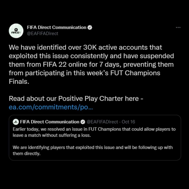 EA cấm 30.000 người chơi gian lận tham gia FIFA 22 trong 1 tuần