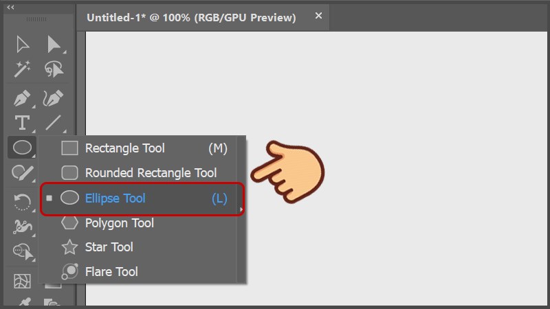 Chọn c&ocirc;ng cụ Ellipse Tool 