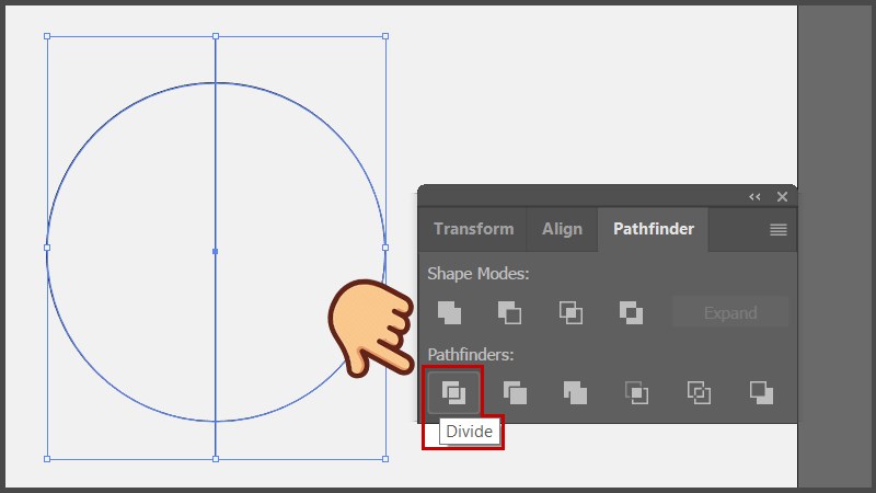 Chọn 2 h&igrave;nh v&agrave; chọn Divide