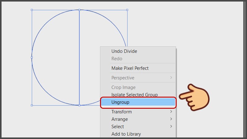 Nhấn chuột phải v&agrave;o h&igrave;nh v&agrave; chọn Ungroup