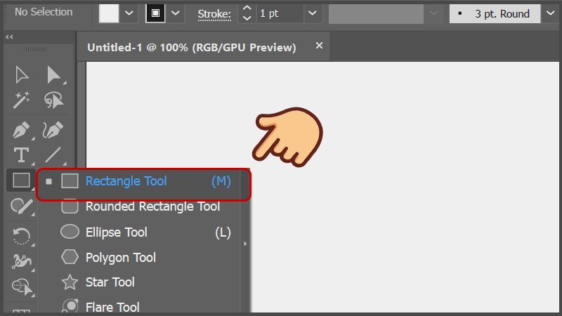  Chọn c&ocirc;ng cụ Rectangle Tool