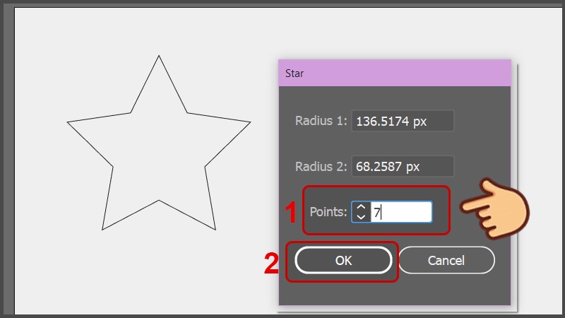 Nhập số g&oacute;c ng&ocirc;i sao bạn muốn v&agrave;o &ocirc; Points sau đ&oacute; nhấn OK