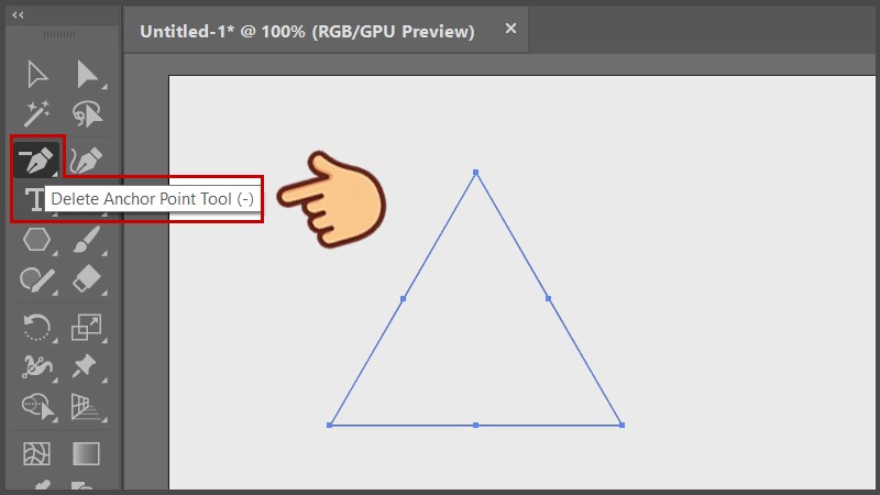 Chọn c&ocirc;ng cụ Delete Anchor Point Tool