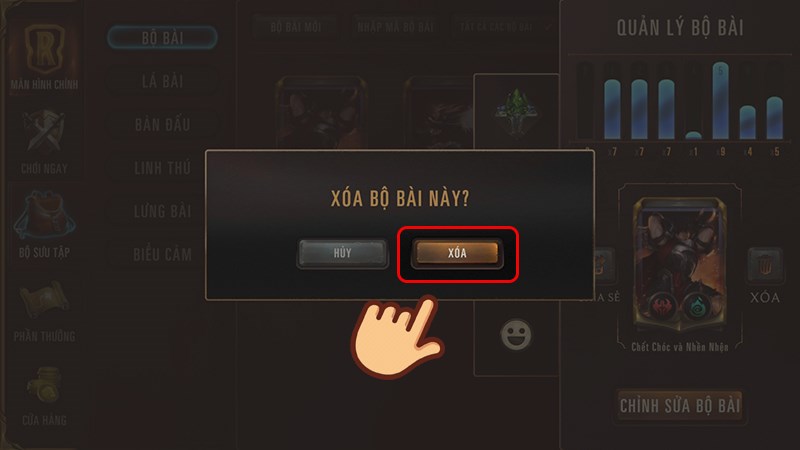 Nhấn Xóa để xác nhận