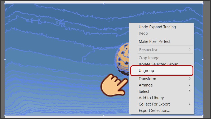Nhấn chuột phải v&agrave;o ảnh v&agrave; chọn Ungroup để c&oacute; thể chỉnh sửa từng mảng 