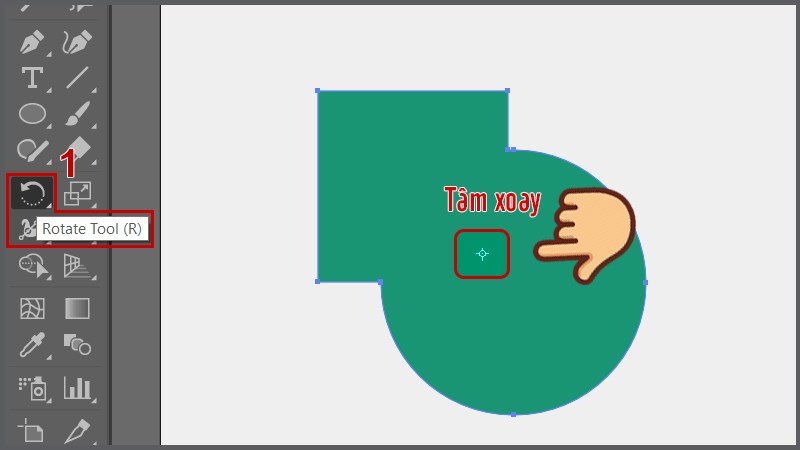Nhấn chọn công cụ Rotate Tool và nhấn Enter