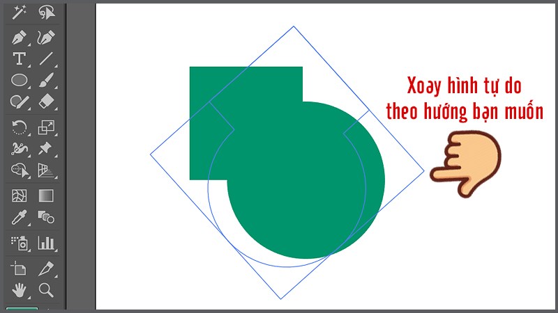 Nhấn chuột và xoay theo hướng tự do quanh trọng tâm của đối tượng