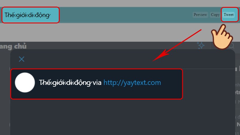 Ngo&agrave;i ra Yaytext c&ograve;n hỗ trợ đăng d&ograve;ng cảm x&uacute;c n&agrave;y thẳng l&ecirc;n Twitter