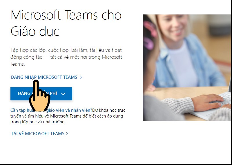 Nhấn n&uacute;t Đăng nhập Microsoft Teams