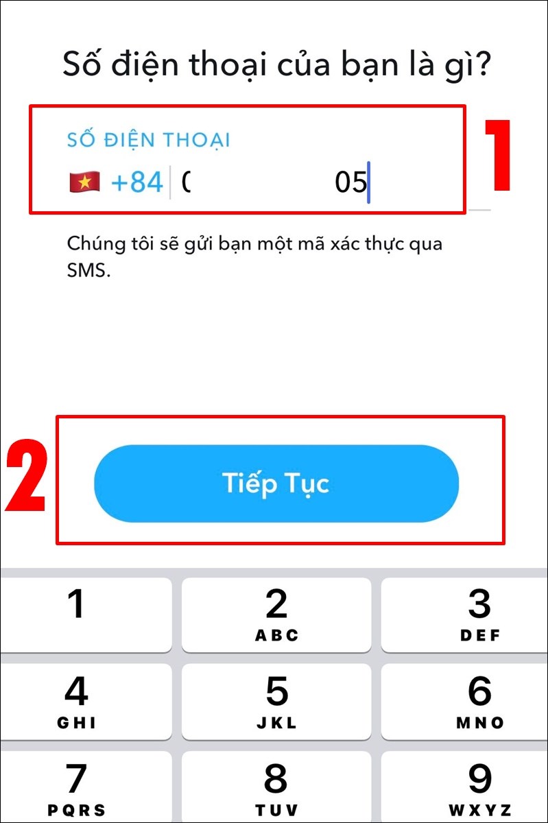 Nhập số điện thoại của bạn v&agrave; nhấn Tiếp tục
