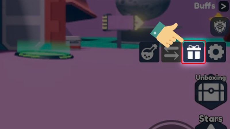 Chọn biểu tượng Hộp quà bên góc phải màn hình Chọn biểu tượng Hộp quà bên góc phải màn hình