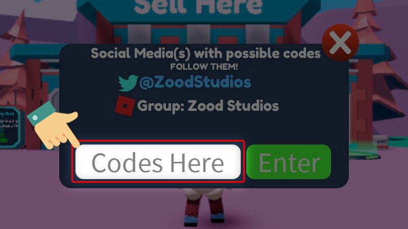 Nhập code vào ô Codes Here Nhập code vào ô Codes Here