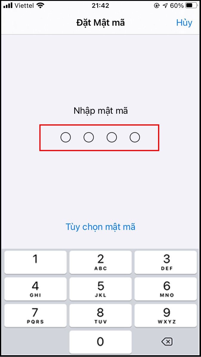 Nhập 4 số mật mã