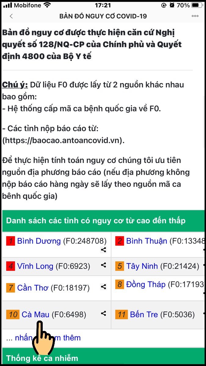 Chọn tỉnh Cà Mau
