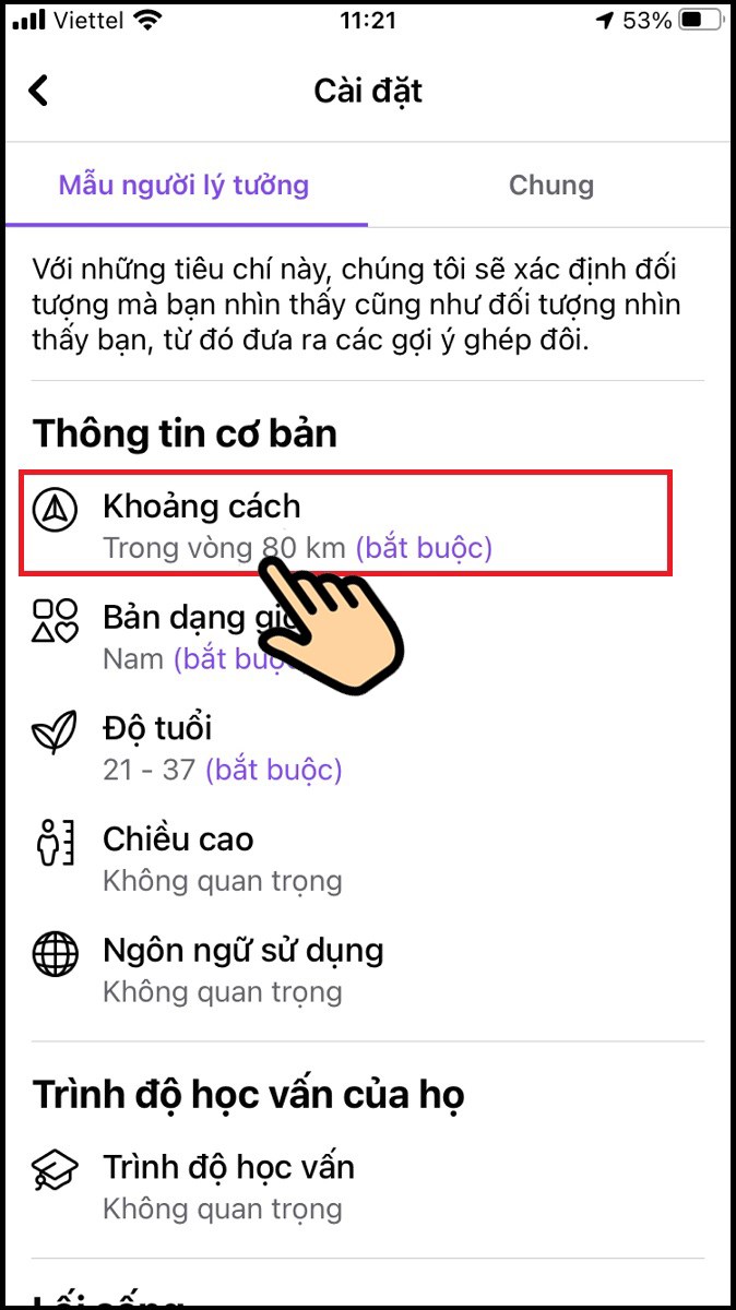 Chọn Khoảng c&aacute;ch