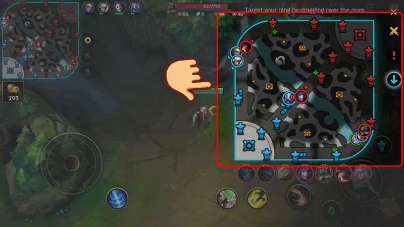 Nếu giữ nguy&ecirc;n sẽ hiện ra phần bản đồ v&agrave; k&eacute;o ng&oacute;n tay về vị tr&iacute; cần ping