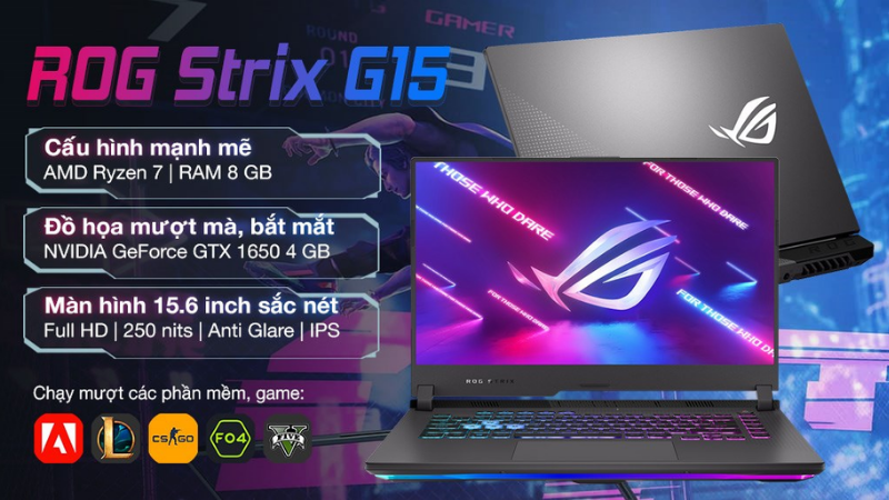Asus ROG Strix Gaming G513IH R7 4800H dễ dàng giành Top 1 trong PUBG