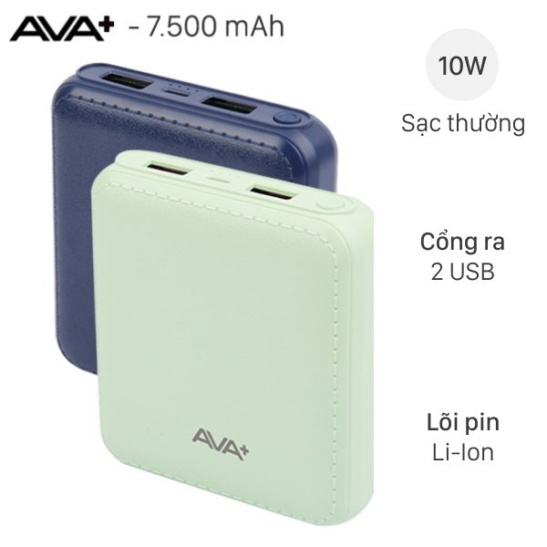 Pin sạc dự ph&ograve;ng 7.500 mAh AVA+ DS005-PP