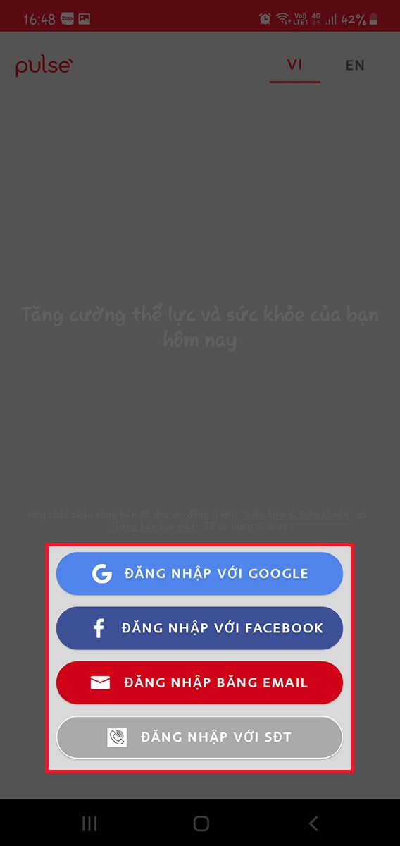 chọn hình thức đăng nhập