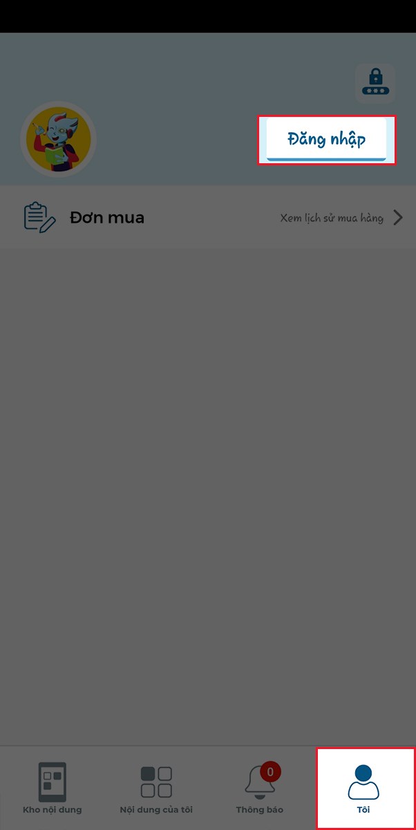 Chọn Đăng nhập