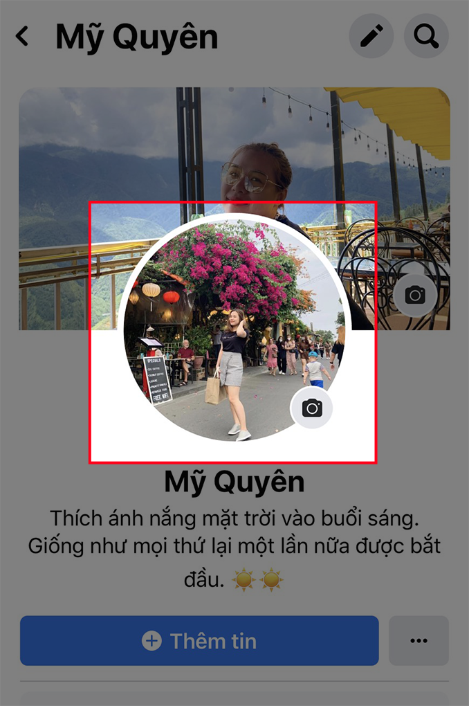 Vào trang cá nhân Facebook của bạn trên điện thoại iOS, chọn vào ảnh đại diện cá nhân