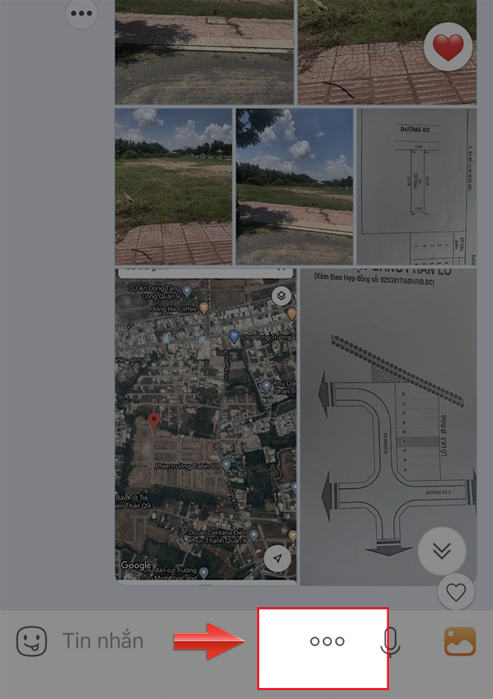 Chọn v&agrave;o biểu tượng ba chấm ngay vị tr&iacute; g&otilde; văn bản.