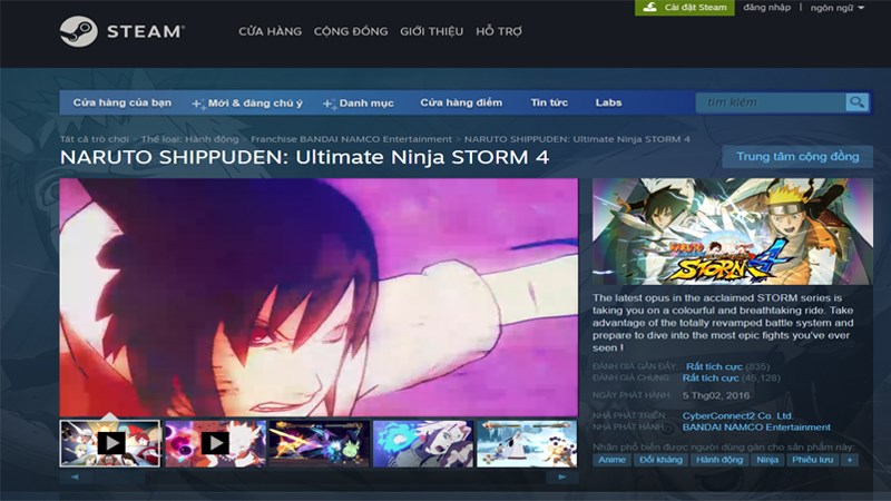 Vào trang tải Naruto Storm 4 trên Steam
