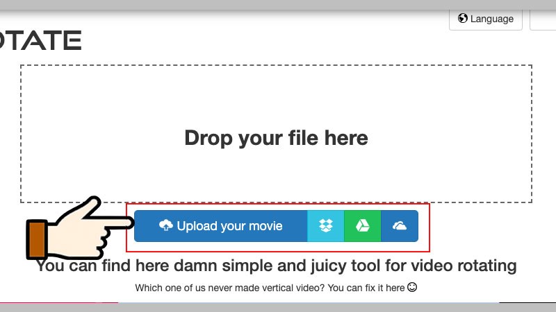 Truy cập trang web Video Rotate > Chọn Upload your movie