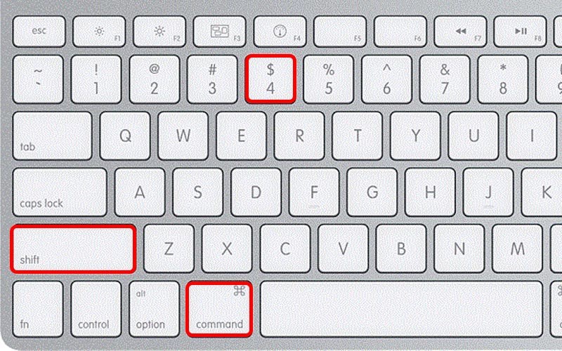Tổ hợp phím Command + Shift + 4 trên bàn phím Macbook. 