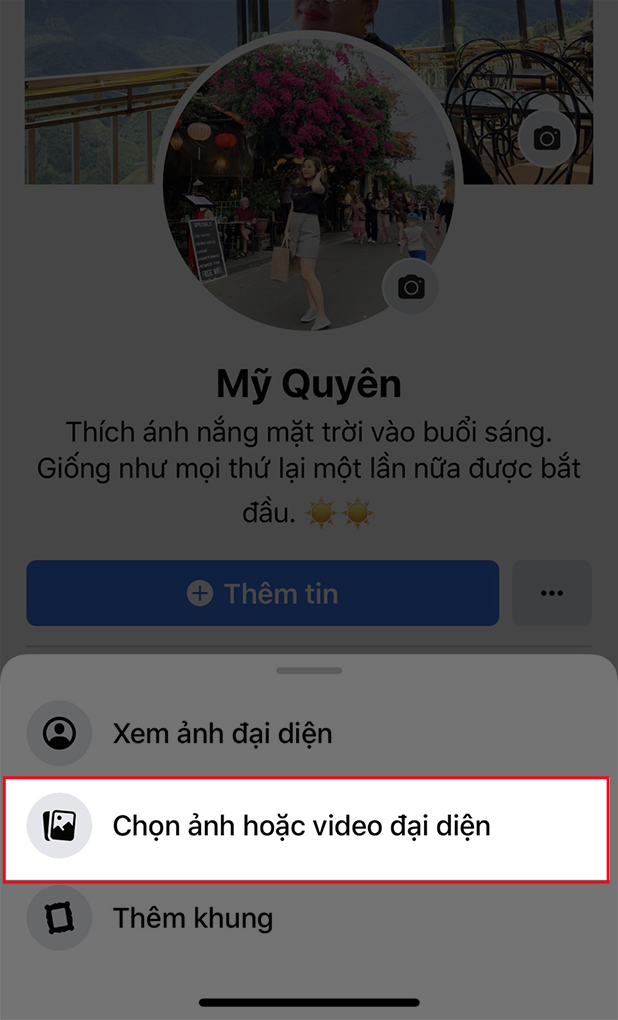 Nhấn vào Chọn ảnh hoặc video đại diện.