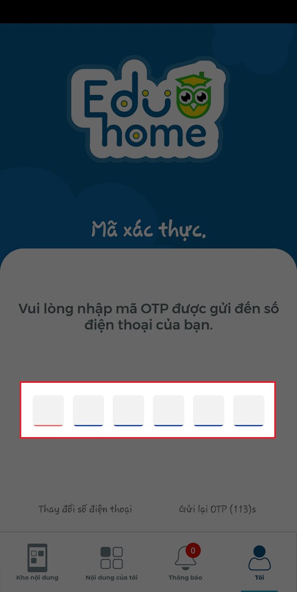 Nhập m&atilde; OTP