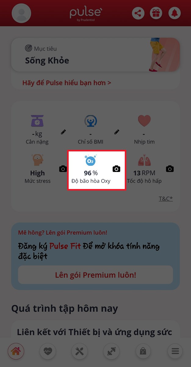 chọn biểu tượng hình chiếc camera ở phần Độ bão hòa Oxy