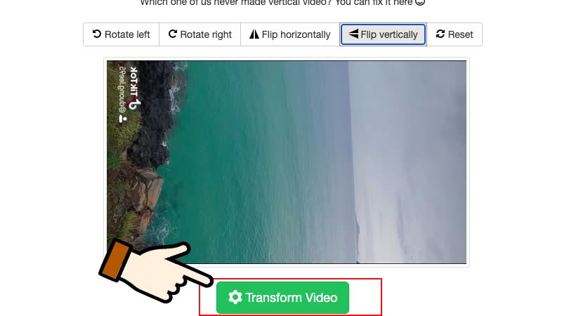 Chọn Transfrom Video để tiến hành quá trình xử lý video