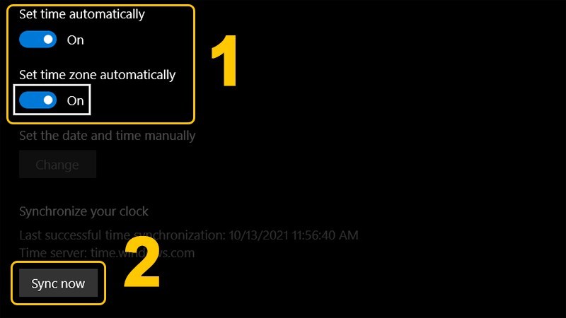Kích hoạt On ở 2 mục như hình và chọn Sync now