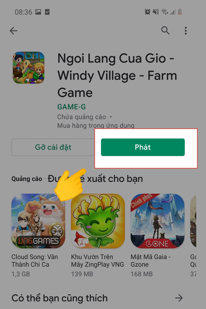 Chọn Phát để bắt đầu chơi game.