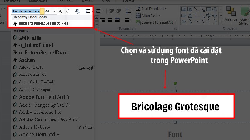 Sử dụng font chữ đã được thêm Sử dụng font chữ đã được thêm