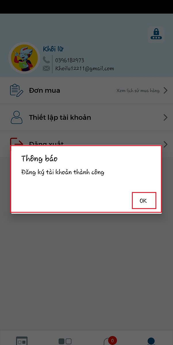 Bạn nhấn OK để ho&agrave;n tất