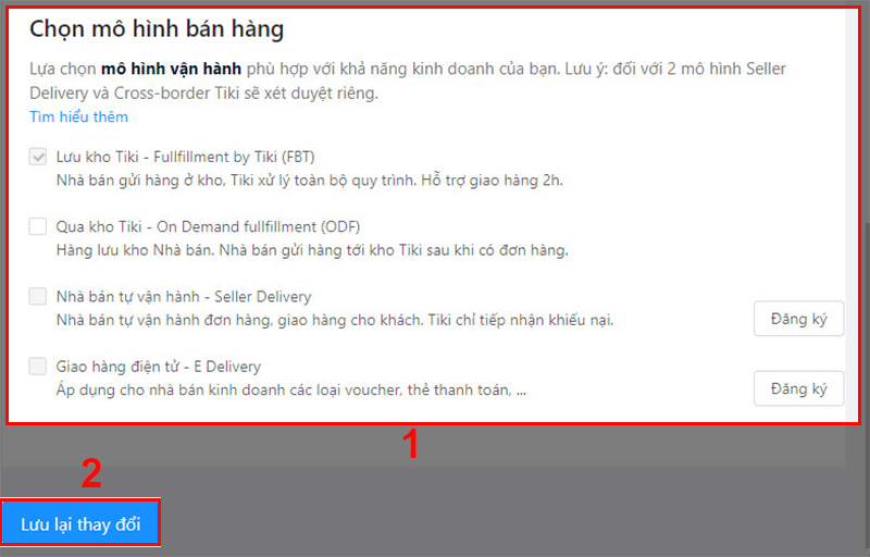 Chọn mô hình bán hàng