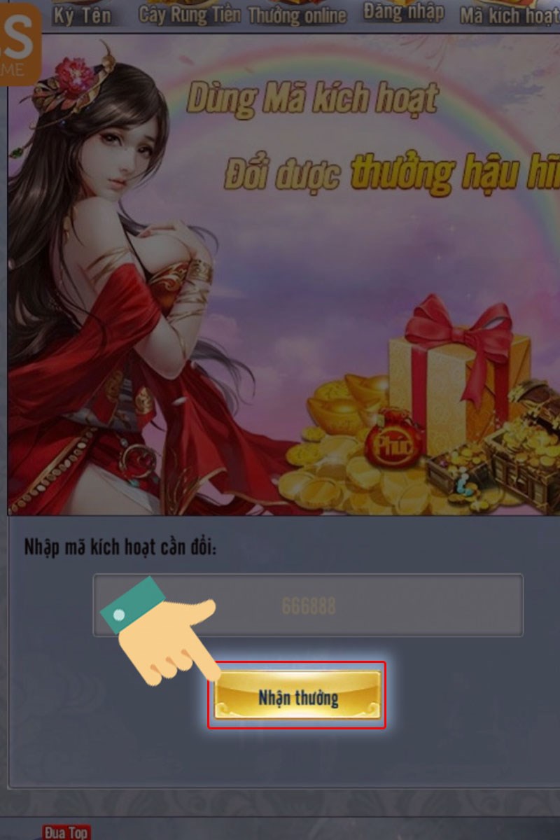 Nhấn vào mục Nhận thưởng Nhấn vào mục Nhận thưởng