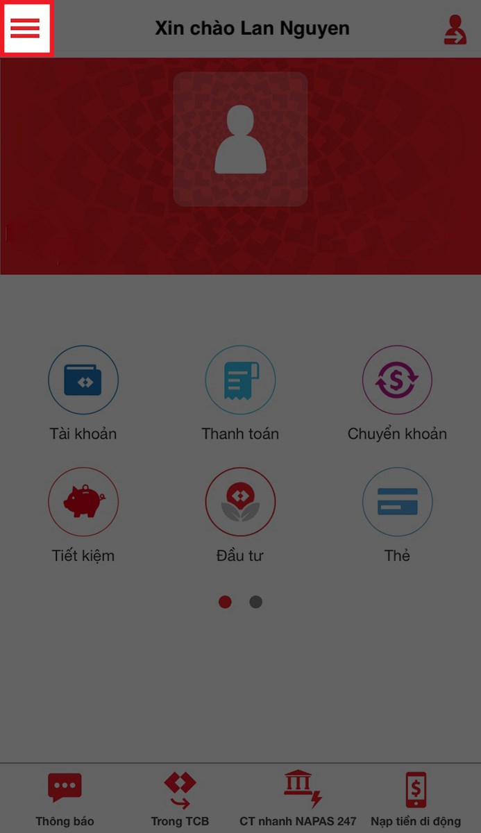 Chọn biểu tượng ba gạch