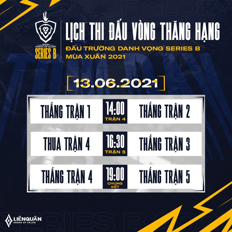 Lịch thi đấu vòng thăng hạng 13/06