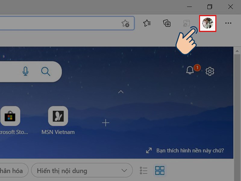 Chọn v&agrave;o biểu tượng t&agrave;i khoản