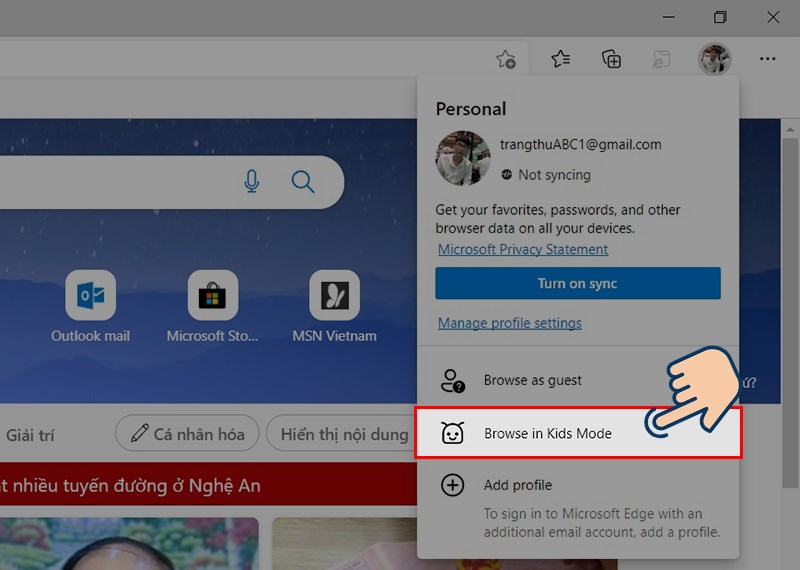 Chọn Browse in Kids Mode.